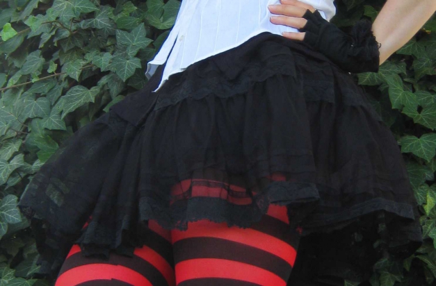 Gothic Punk Rock Schwarz Spitze Viskose Mehrlagig