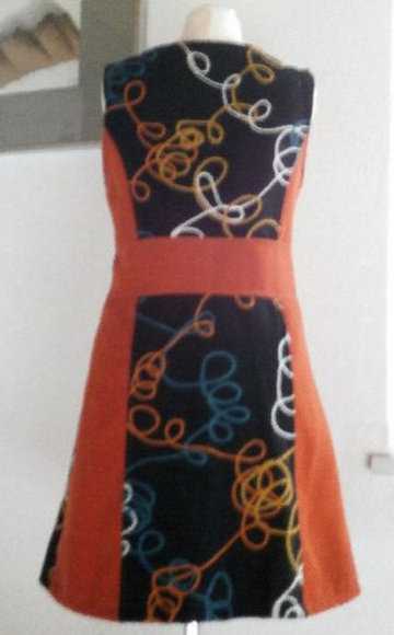  Wolle Filz Kleid XS S 34 36 schwarz bunt Gummi Wollfäden