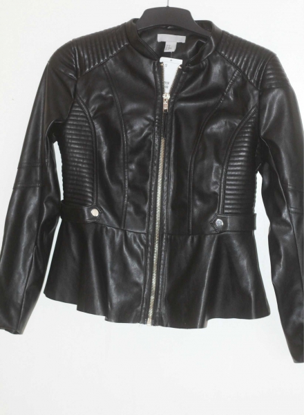 H&M schwarze Schößchen Lederjacke