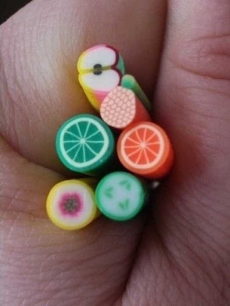 Großes Set Nail Art FIMO Stangen OBST + Cutter + Kleber + Versand