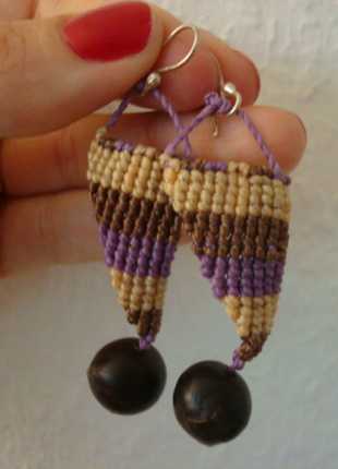 Ethno Ohrringe aus Peru, DIY holz