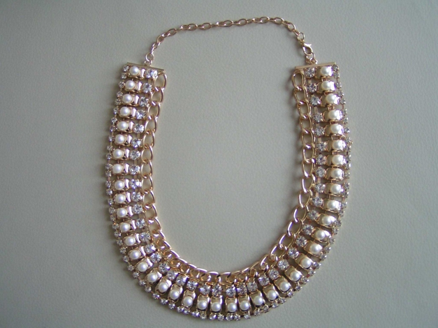 Traumhafte Statement Blogger Perlen Straß Kette Collier