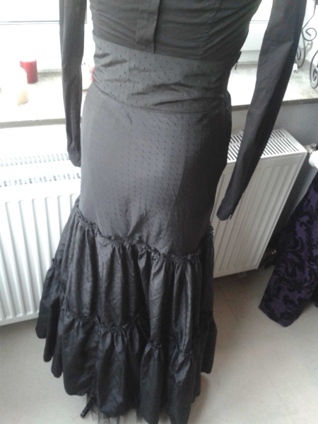 High Waist Rock Gouvernante Gothic Rüsche Fishtail 36/38 wgt Halloween Vampir