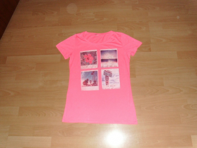 T-Shirt, pink mit Motiven, Gr. 40
