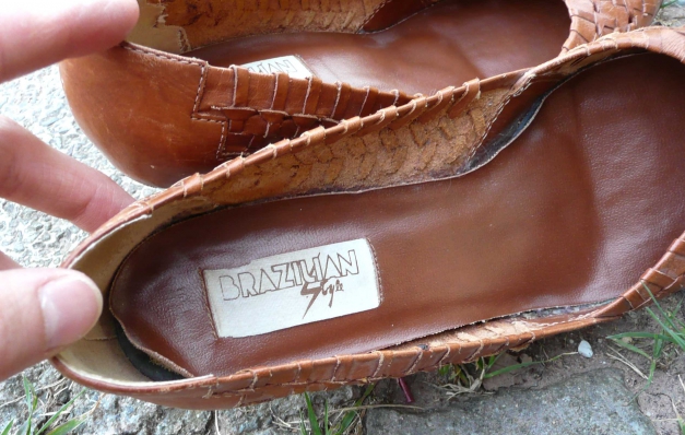 80er Vintage Flecht Leder Pumps cognac Gr.37