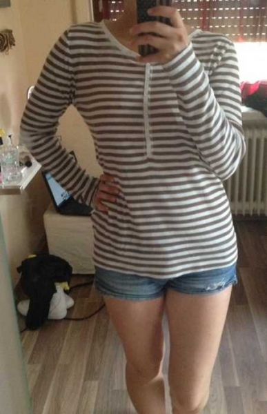 braun / beige gestreifter pulli