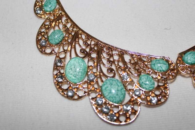 Statement Kette Mint Gold Perle Türkis