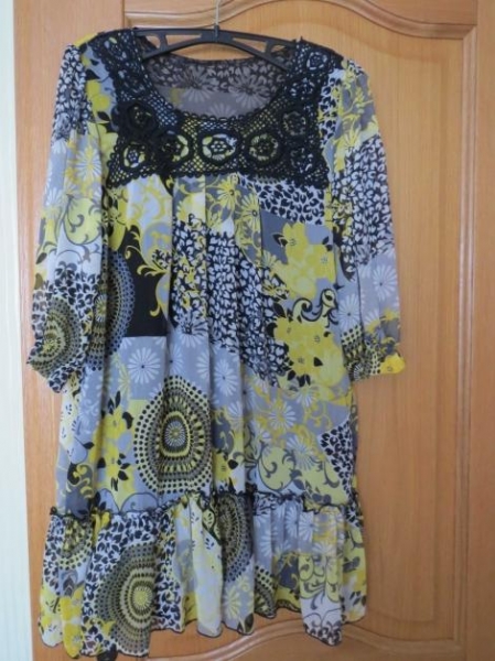 Tunika/Kleid, mit Spitze, 3/4 Arm
