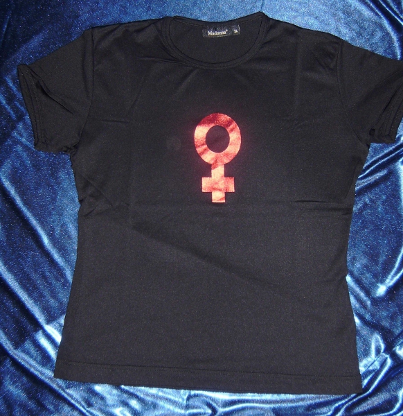 T-Shirt von Madonna, schwarz mit Venus-Symbol ca. Gr. L