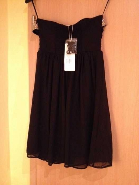 NEU Vila abiballkleid partykleid Abendkleid schwarz Gold Pailletten mit Etikett Größe S