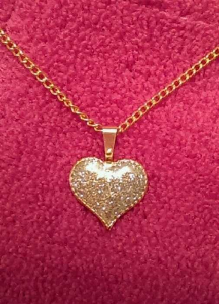 Kette mit Herz vergoldet & Diamantstaub