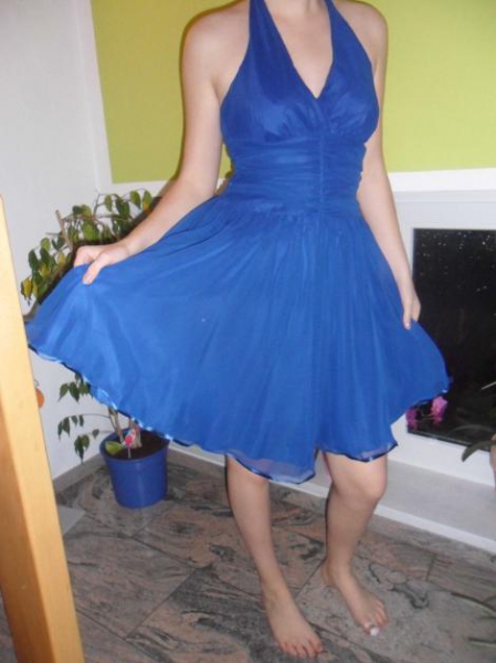 Neckholder Kleid blau