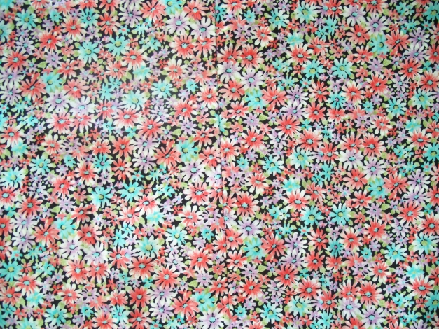 VINTAGE// Midirock aus Baumwolle gemustert mit bunten Blumen Uni Gr. 36/ 38