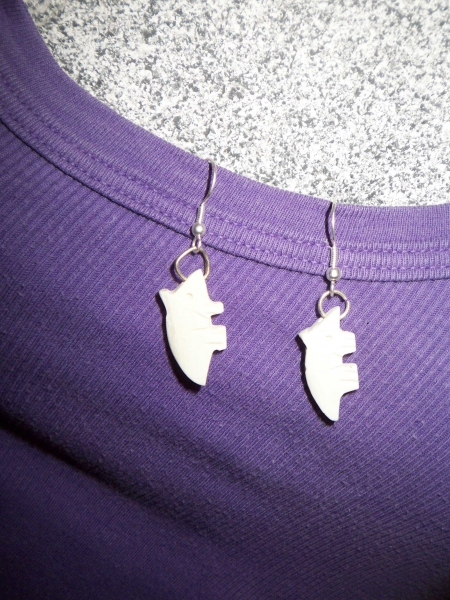 Ohrringe witzig Hänger weiß Holz ? Tier NEU