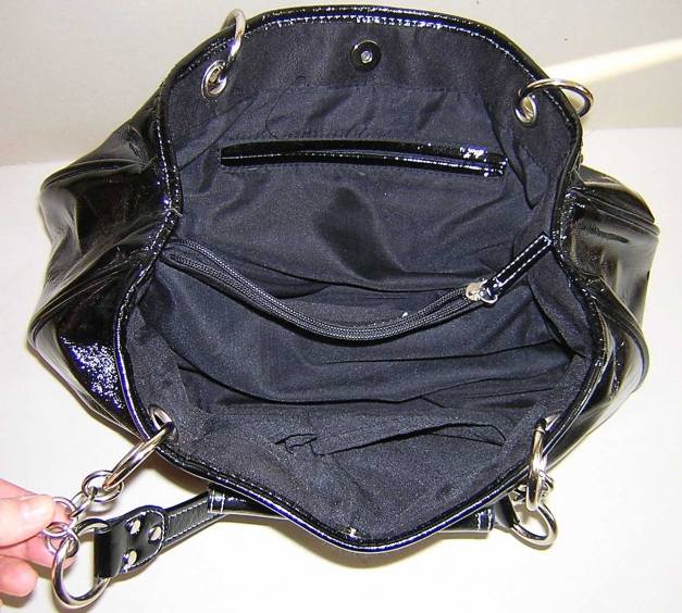 Handtasche 60s Retro Lack Schwarz