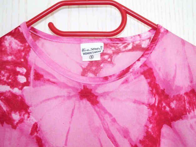 Rosa-rotes Batik-Shirt im Vintage-70er-Style Gr. S (Kostüm)