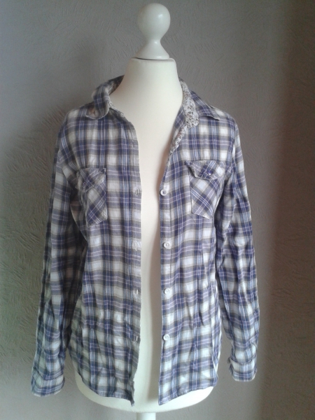 Karierte Bluse lila/weiß Gr.158/164