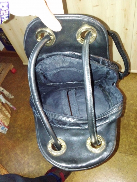 Kleiner Patchwork Rucksack schwarz, ovale Form / River Lee Collection 