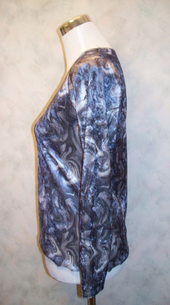 Silber-grau-gemusterstes Langarmshirt Samt Gothic