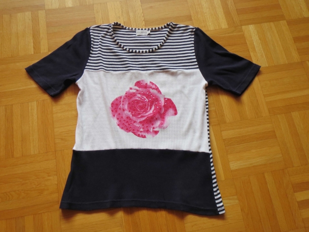 Oberteil/Shirt,Kurzarm,dunkelblau-weiß