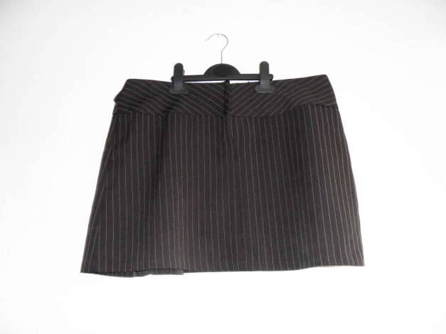 Schwarzer Nadelstreifenrock Ordo Nigra Gr. L 40 42 Minirock Gothic Lolita Faltenrock