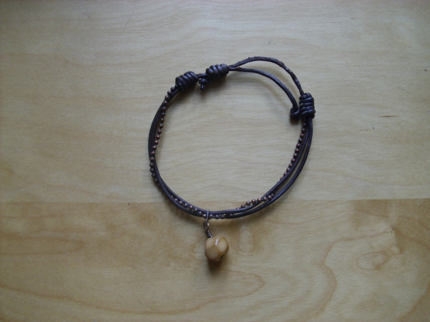 Lederarmband, Taguaanhänger, Kupferkettchen, 