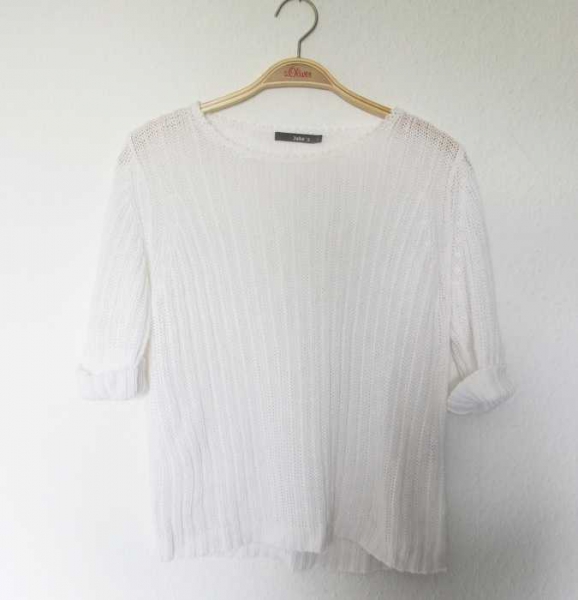 Leinen Pullover Shirt Urban cosy weiß natur S M 36 38 Vintage