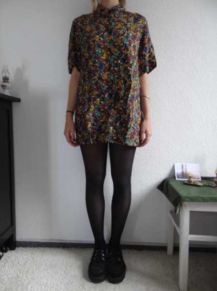 Gemusterte Vintage Longbluse