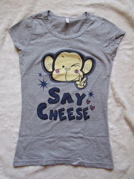 graues T-Shirt mit Print New Yorker