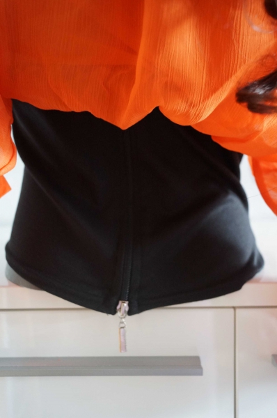 Luftige Oranges Bluse mit Reißverschluss M L 38 40