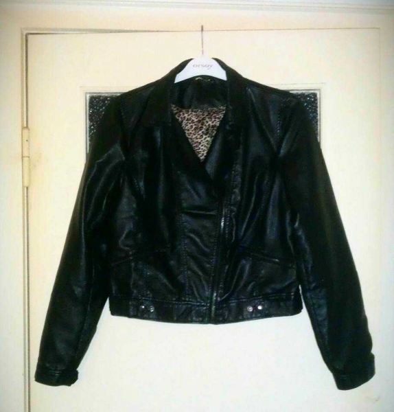 Bikerjacke Kunstleder Leo-Innenfutter Gr. 44