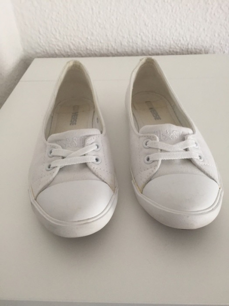 CONVERSE All Star Low Ballerina! Weiß, Stoff, Gr. 38,5 (US 7,5)! Wie neu