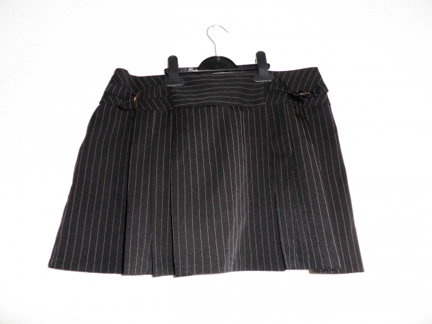 Schwarzer Nadelstreifenrock Ordo Nigra Gr. L 40 42 Minirock Gothic Lolita Faltenrock