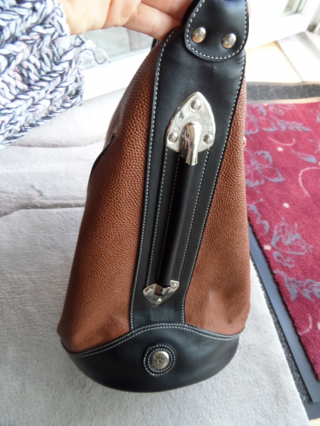 Braun-schwarzer Lederrucksack von David Jones Handtasche Shoppingbag