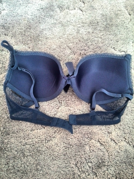 Pailletten-BH-Set Push-up blau-grau-rot