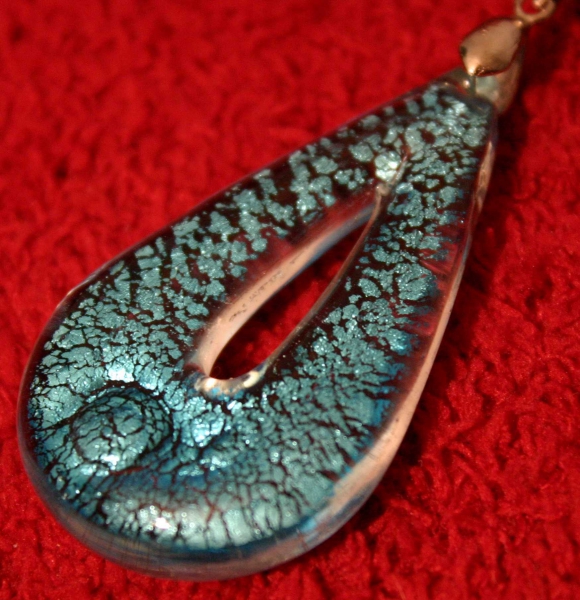 Kette mit echtem Murano Glas Anhänger Silber Türkis