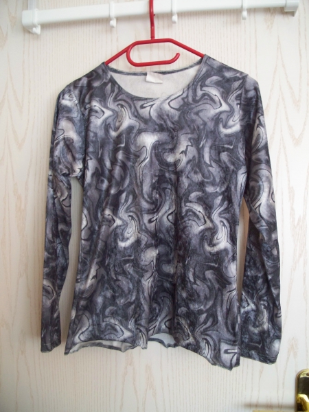 Silber-grau-gemusterstes Langarmshirt Samt Gothic