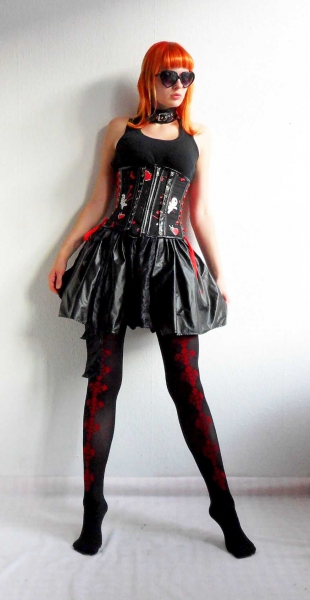 Schwarzer Wickelrock Petticoat Gr. S M L 36 38 40 Kunstleder Satin