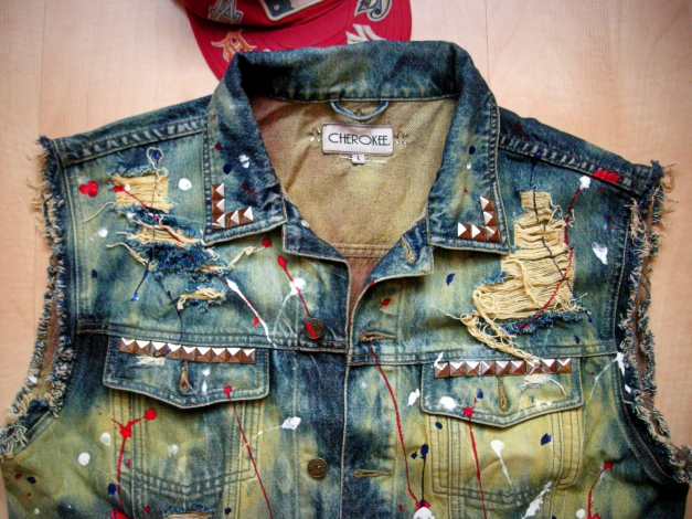 Jeansweste Chicago Bulls Custom jeans weste Swag ASAP blog Ombre Dope Nieten L