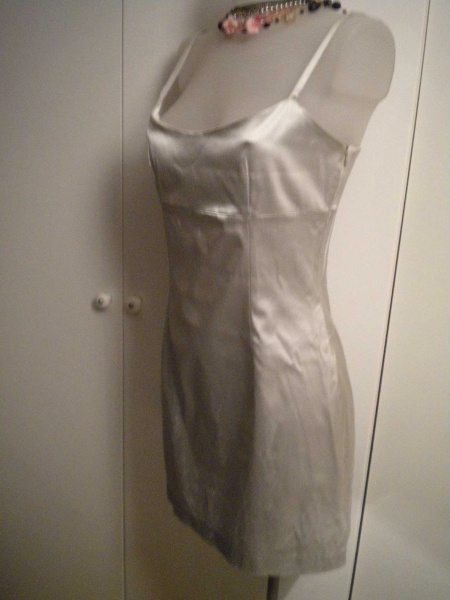 silbernes Satin Mini Kleid Bohéme 