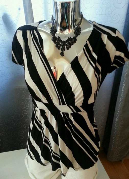 H&M Wickelshirt Top schwarz weiß gestreift Gr. S