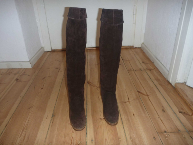 overknee Wildleder Stiefel - dunkelbraun Gr. 37