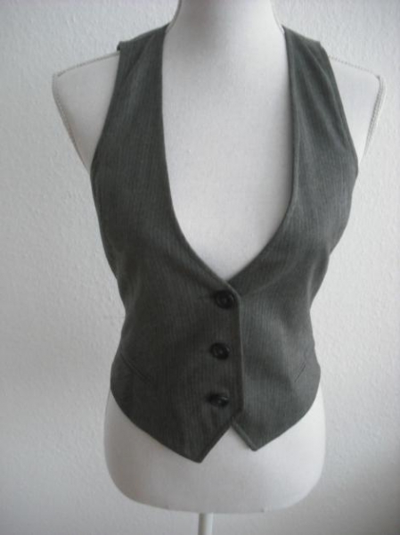 Nadelstreifen-Weste, figurbetont, grau-gold