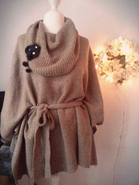 Brauner Woll Poncho H&M