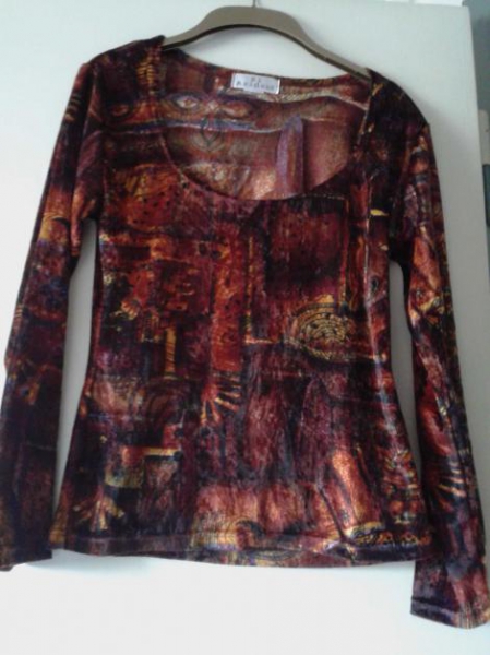 Buntes langärmeliges Top, wie samt