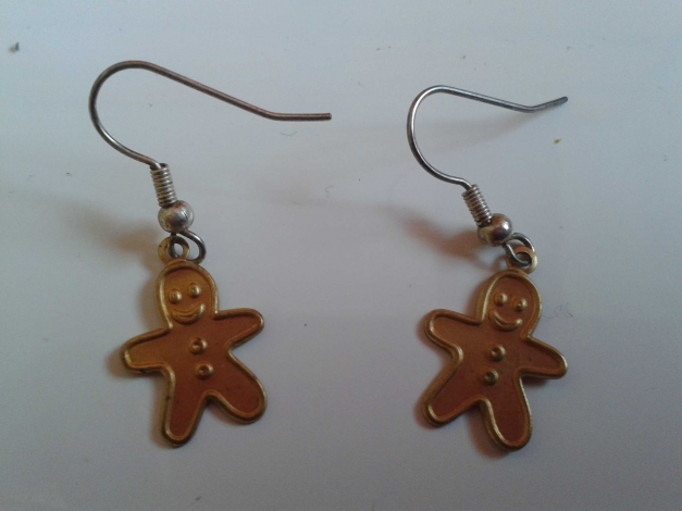Goldfarbene Lebkuchenmann Ohrringe