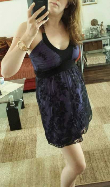 Lila schwarzes Party Kleid Gr. 38/M