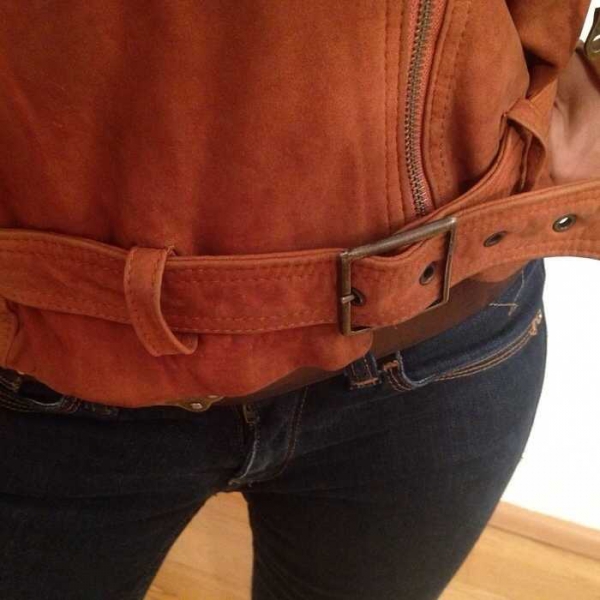  Vintage Lederjacke Fransen/Western-Style Boho S Echtleder