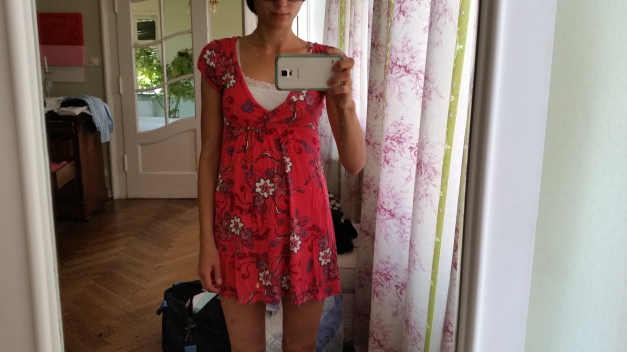 Sommerkleid kurzes Kleid Blumen edc rot bunt S 