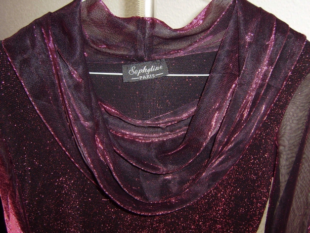 Festliches Shirt von Sophyline Paris mit Wasserfallkragen Gr. ca. 38-40